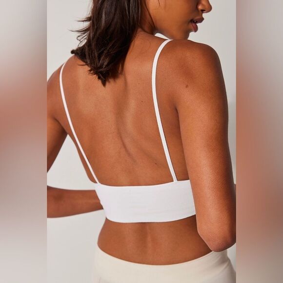 NWOT Free People "Ali" Low Back Seamless Bra in White Sz XS/SM - Picture 3 of 9